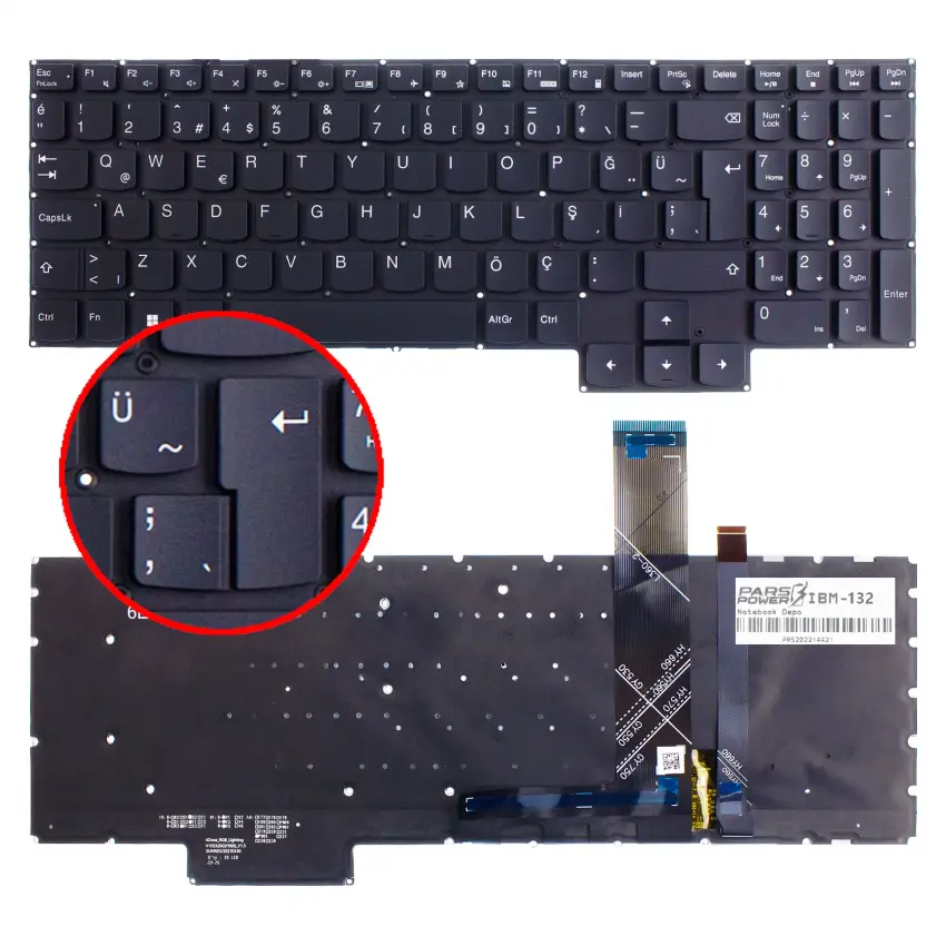 Lenovo SN21B43929, PK131ZT1C18 Klavye Rgb Işıklı (Siyah TR)