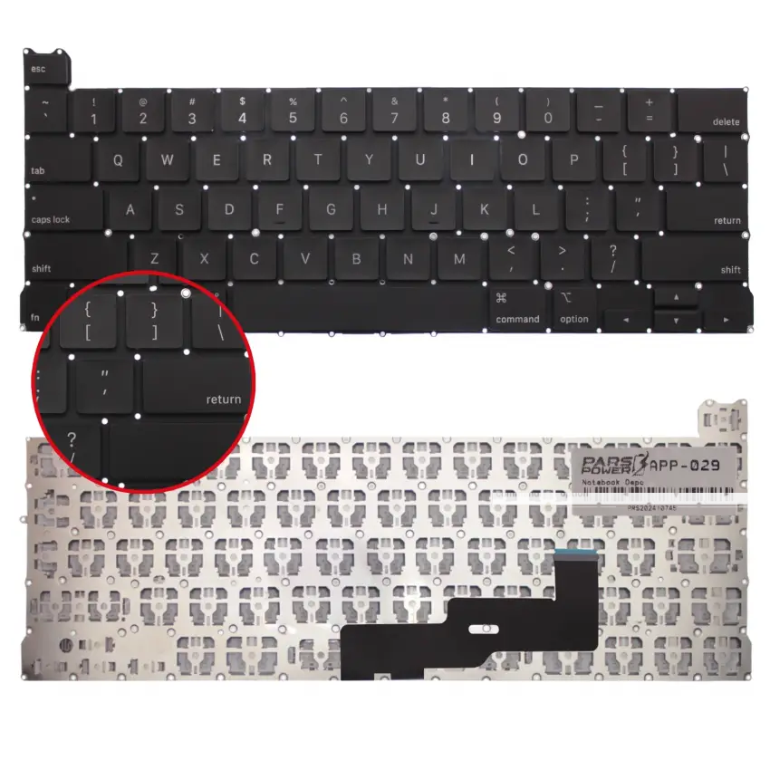 Apple MacBook Pro 13 M2 A2338 Klavye Işıklı (Siyah US)