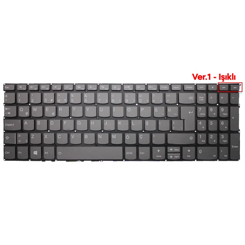 Lenovo IdeaPad AE08L0189, NSK-BY1SW 01 Klavye Işıklı (Füme TR)