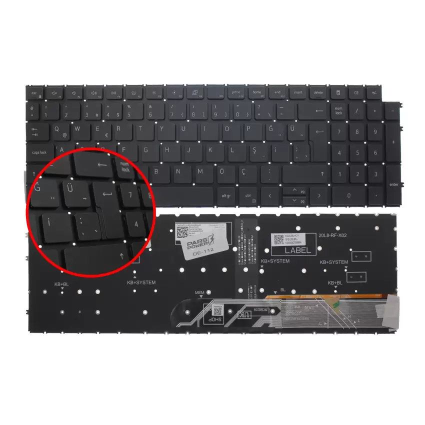Dell inspiron 15 5510 FSI5F82N Klavye Işıklı (Siyah TR)