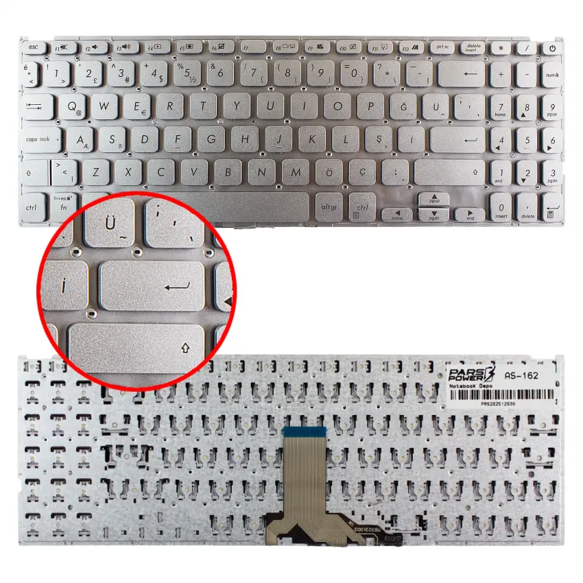 Asus X509Ja-Ej239T, X509Ja-Ej259 Klavye (Gümüş TR)