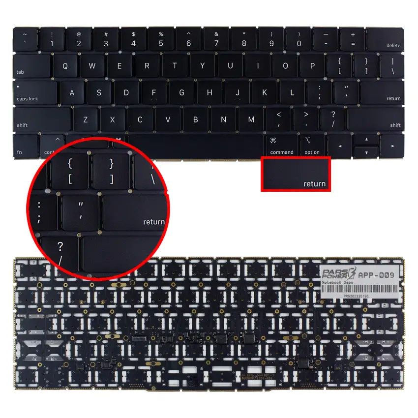 Apple MacBook TouchBar A1707 2016, 2017 Klavye Siyah (ING)