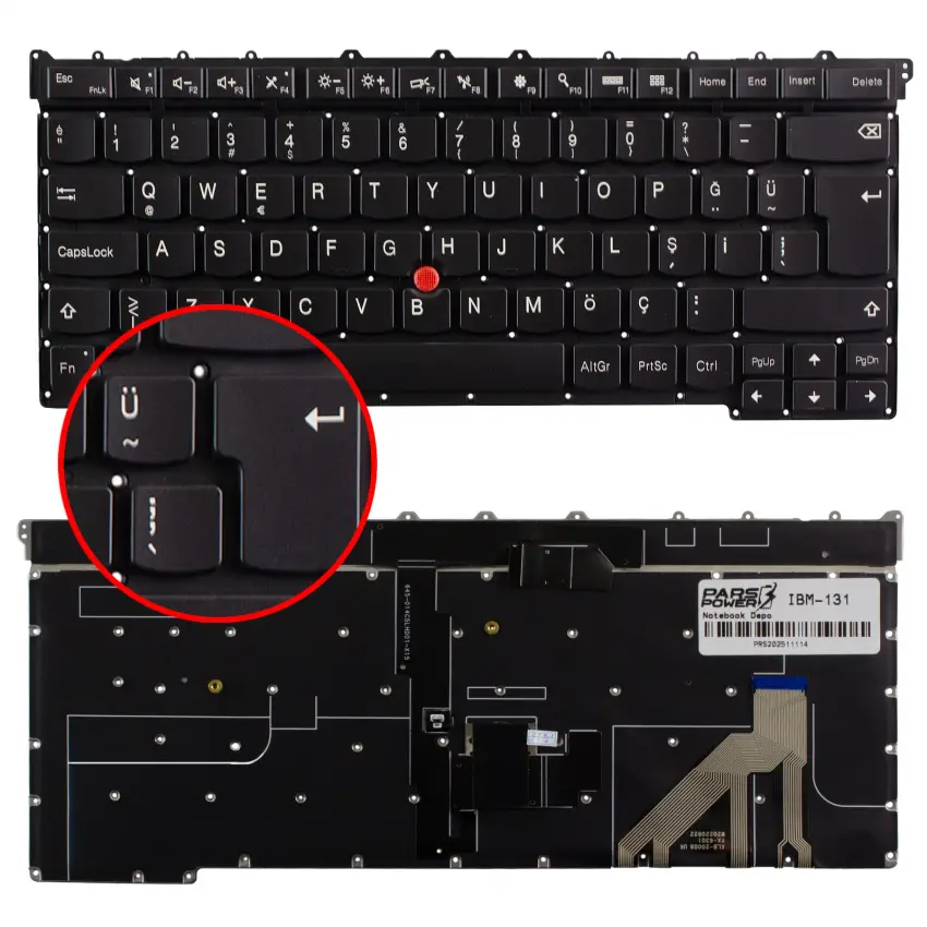 Lenovo 00HN945, 00HT30 Klavye Işıklı (Siyah TR)