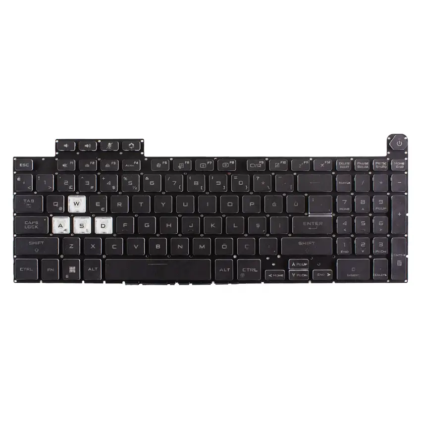 Asus Tuf Gaming A17 FA707, FA707RC, FA707RE Klavye RGB Işıklı (Siyah TR)