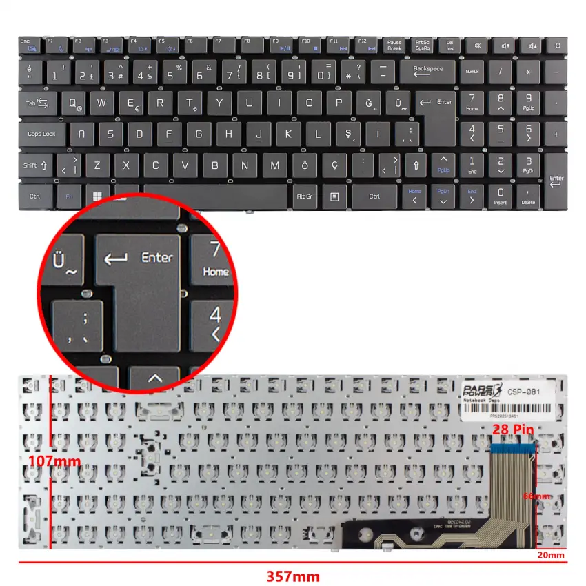 Casper V6329A Notebook Klavye (Siyah TR)