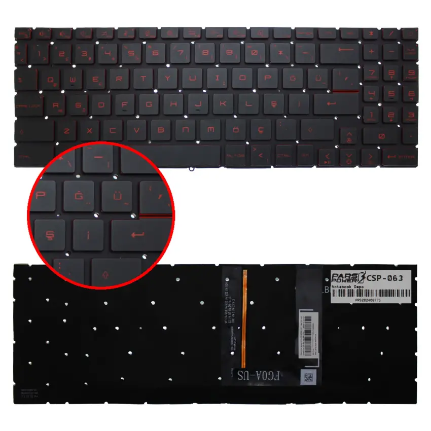 MSI MS-17S1, MS-17S2 Klavye Işıklı (Siyah TR)