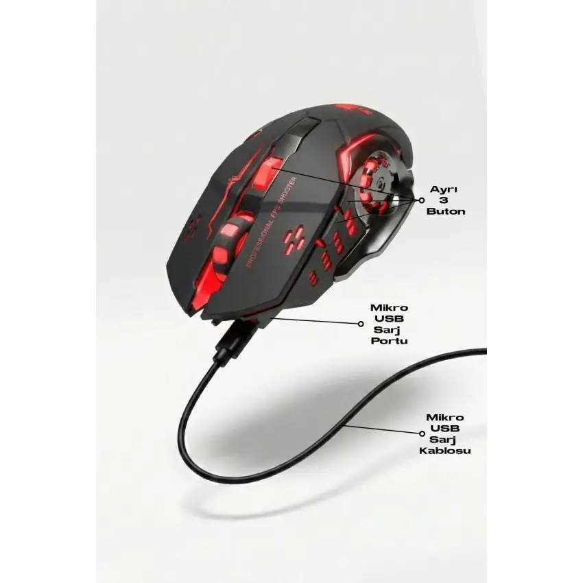 Steep Solid ST-13S Kablosuz - Wireless Şarjlı RGB Gaming Oyuncu Mouse