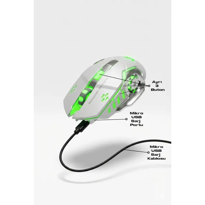 Steep Solid ST-13B Kablosuz - Wireless Şarjlı RGB Gaming Oyuncu Mouse