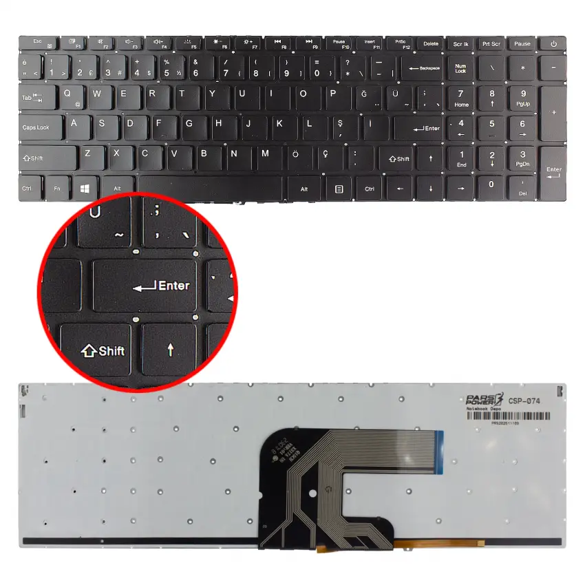 Hometech YXT-NB93-94, MB3661003 Klavye Işıklı (Siyah TR)