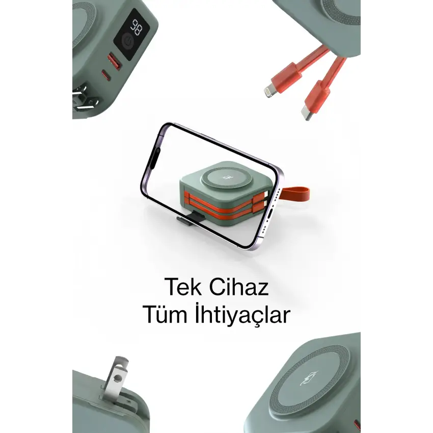 Pars Power Tripmax PRS-M001B Gan Adaptörlü Power Bank (Yeşil)