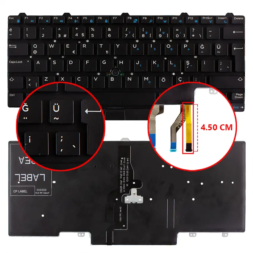 Dell Latitude P73G003, P72G003 Klavye Işıklı (Siyah TR)