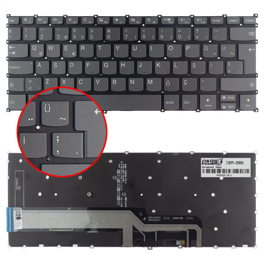 Lenovo ideaPad PP2SB, PP2SB-TUR Klavye Işıklı (Füme TR)