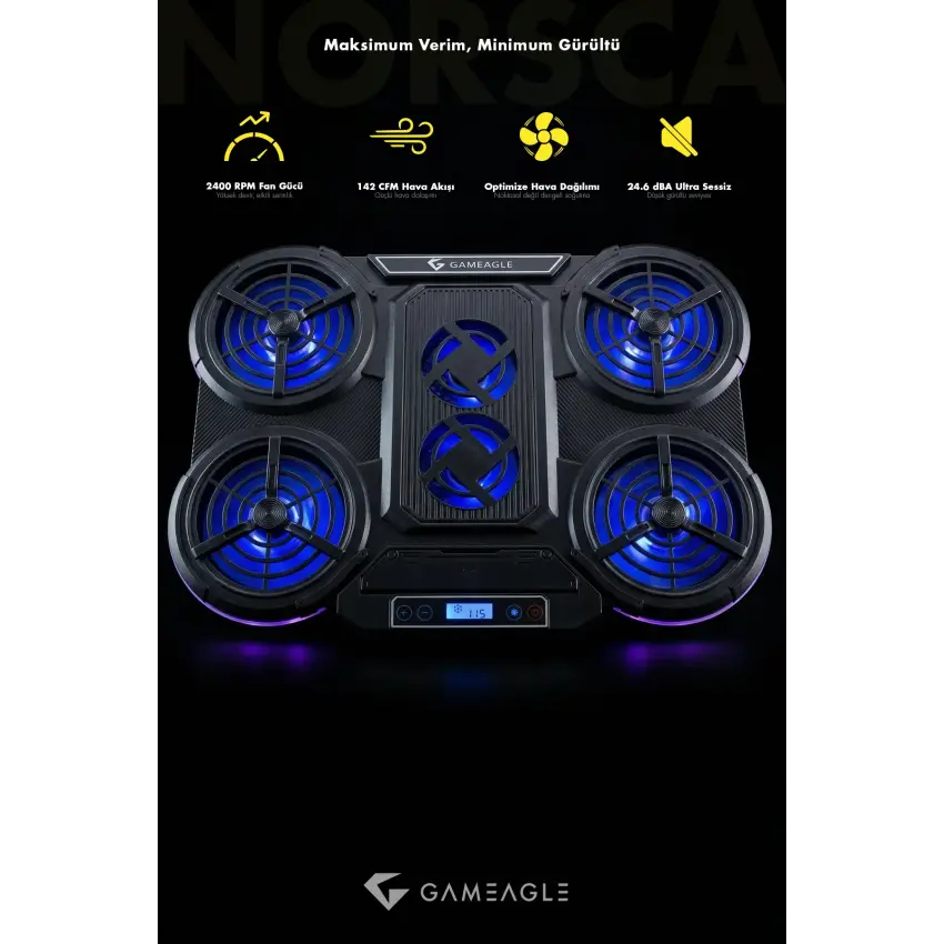 Gameagle Norsca S6 RGB 6 Fanlı 10 RGB Modlu  9-17’’ Notebook Soğutucu Stand Laptop Soğutucu