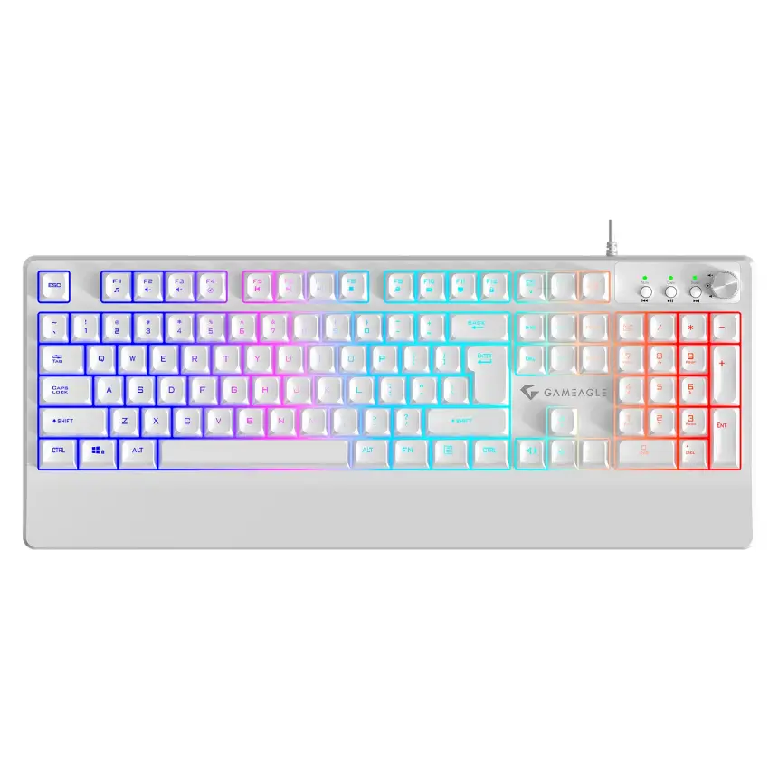 Frost Blade RGB Membran Bilek Destekli Multimedya Tuşlu 26 Anti-Ghosting Oyuncu Klavyesi Beyaz