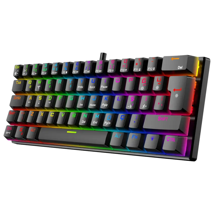 Helios RGB Kablolu Bilek Destekli TR Layout Double Shot Full Anti-Ghosting Mekanik Oyuncu Klavyesi