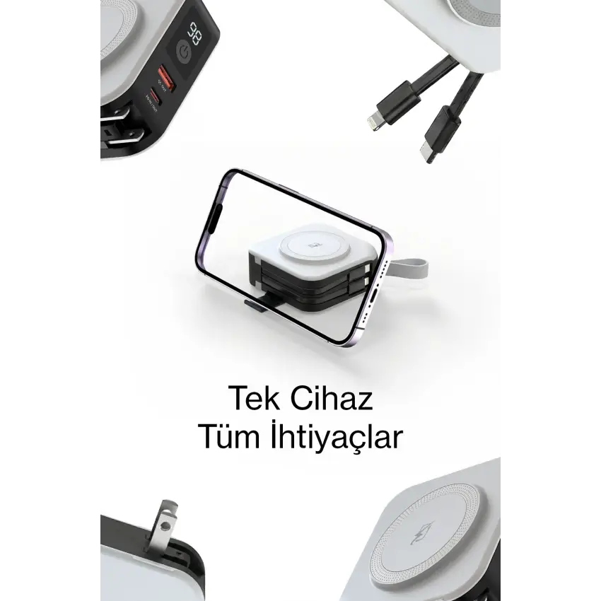 Pars Power Tripmax PRS-M001B Gan Adaptörlü Power Bank (Beyaz)