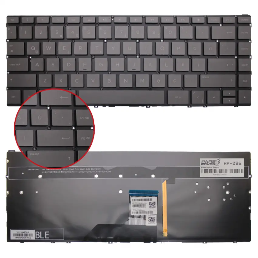 HP Envy x360 13-AR Serisi TPN-W141 Klavye Işıklı (Siyah TR)