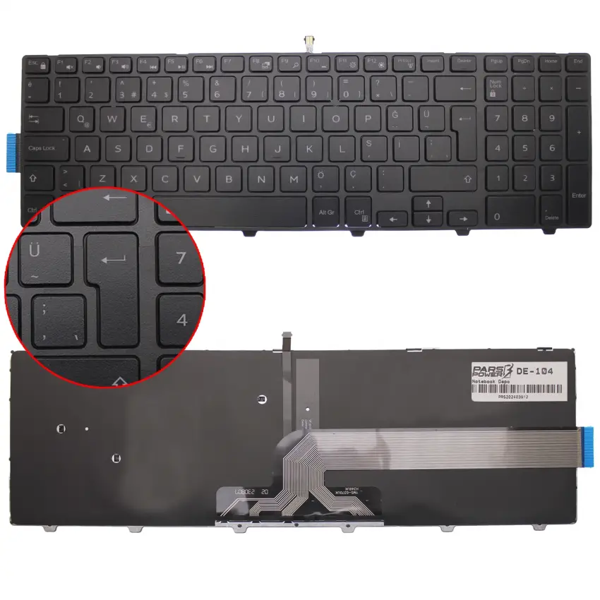 Dell Vostro 15-3546 Notebook Klavye Işıklı (Siyah TR)