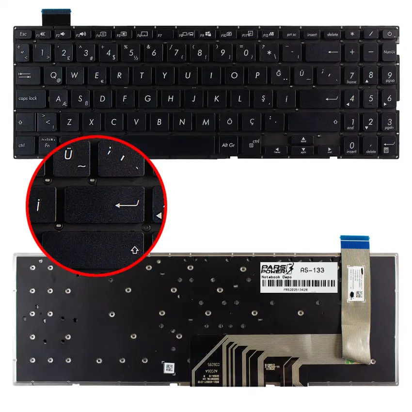 Asus Vivobook Pro 15 F571 Klavye (Siyah TR)