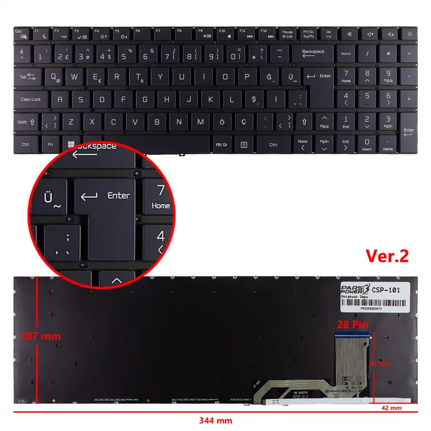 Casper Nirvana C370 Serisi Notebook Klavye (Siyah TR)