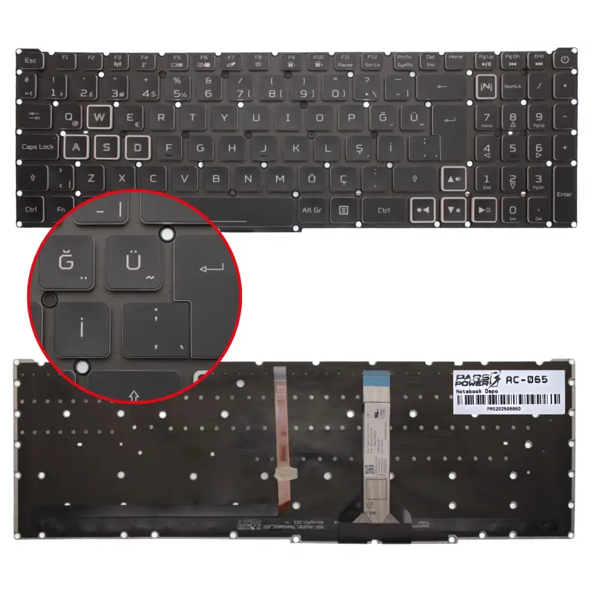 Acer Nitro 16 N22Q22 Klavye Işıklı (Siyah TR)