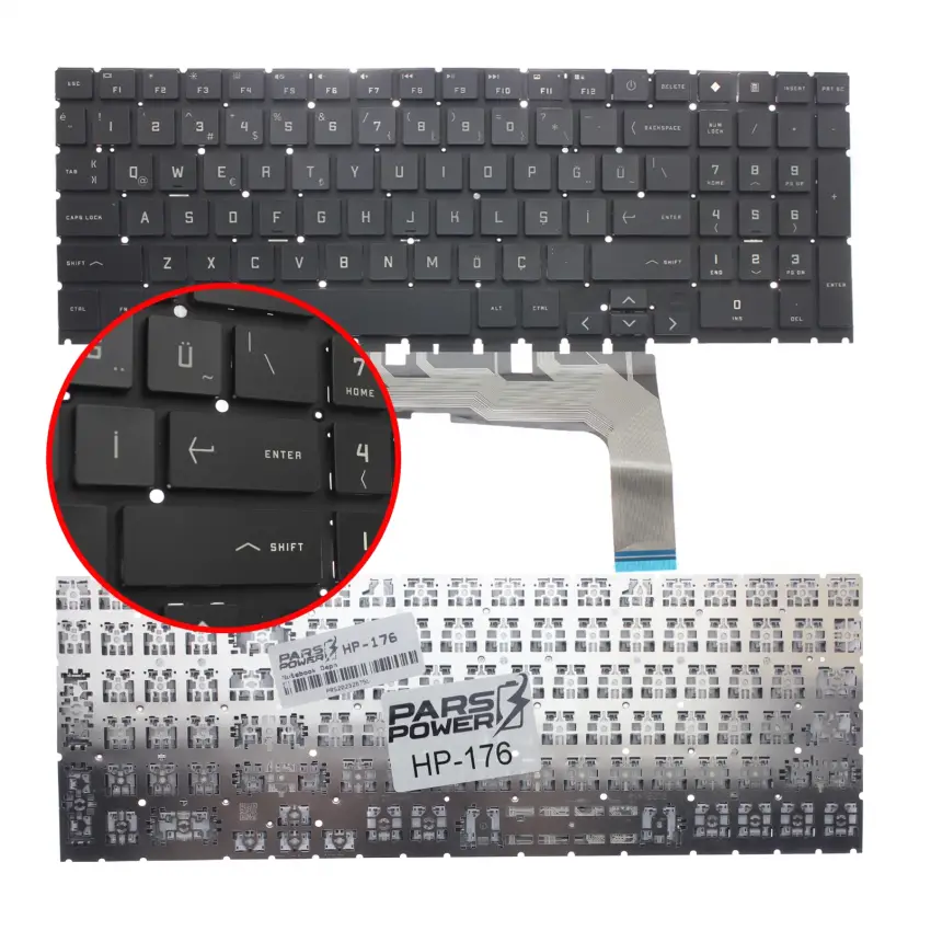 HP 15-DW Notebook Klavye Işıklı (Siyah TR)