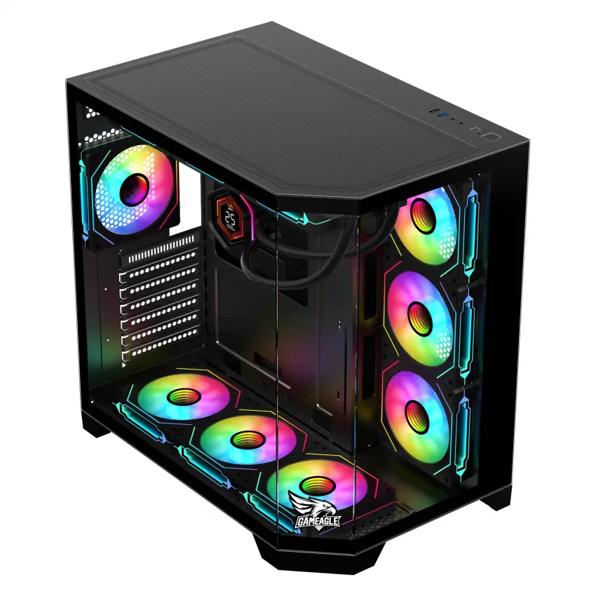 Gameagle Edge 7 Argb Fanlı Oyuncu Pc Kasası 850W 80+ Plus Bronz Powerlı Digital Sıvı Soğutmalı (Siyah)