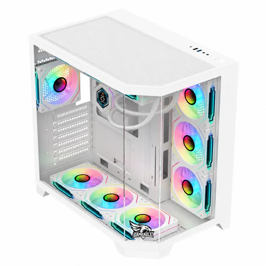 Gameagle Edge 7 Argb Fanlı Oyuncu Pc Kasası 850W 80+ Plus Bronz Powerlı Digital Sıvı Soğutmalı (Beyaz)