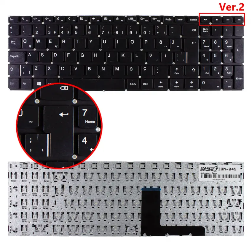 Lenovo IdeaPad 310-15IAP Notebook Klavye (Siyah TR)