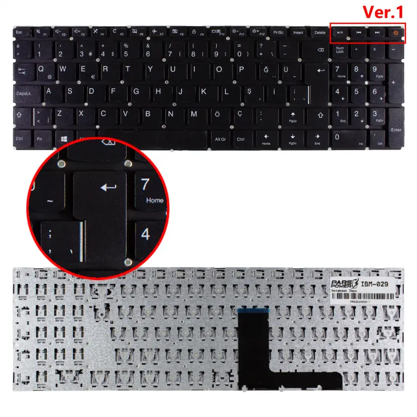 Lenovo IdeaPad 310-15IAP Notebook Klavye (Siyah TR)
