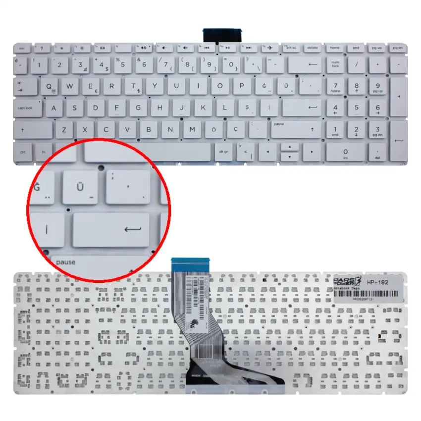 Hp 15s-fq5016nt Notebook Klavye (Beyaz TR)