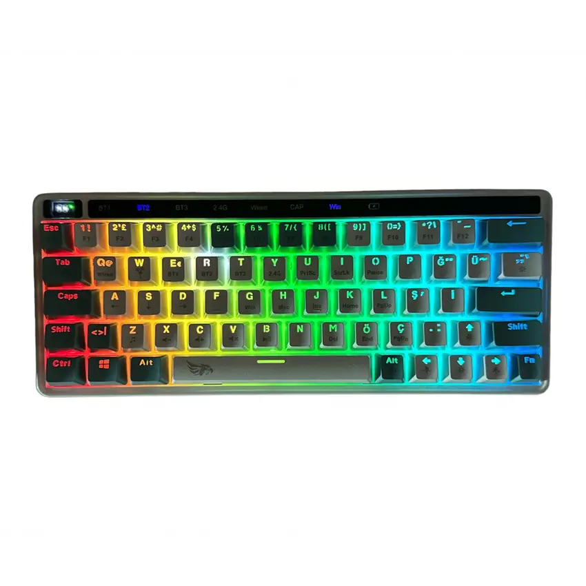 Gameagle Airsync Kablosuz + Bluetooth + 2.4G + Kablolu TR Layout RGB Mekanik Oyuncu Klavyesi Red Switch