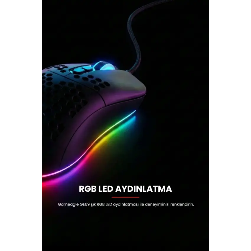 Gameagle GE69B RGB Makrolu 12800DPI Kablolu Oyuncu Mouse Siyah