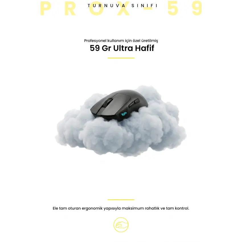 Gameagle PROX-59B Serisi Hafif Kablosuz 3 Mode Oyuncu Gaming Optik Mouse (Siyah)