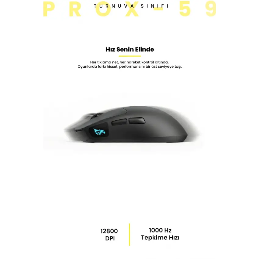 Gameagle PROX-59B Ultra Hafif Kablosuz 3 Mode Oyuncu Gaming Optik Mouse (Siyah)