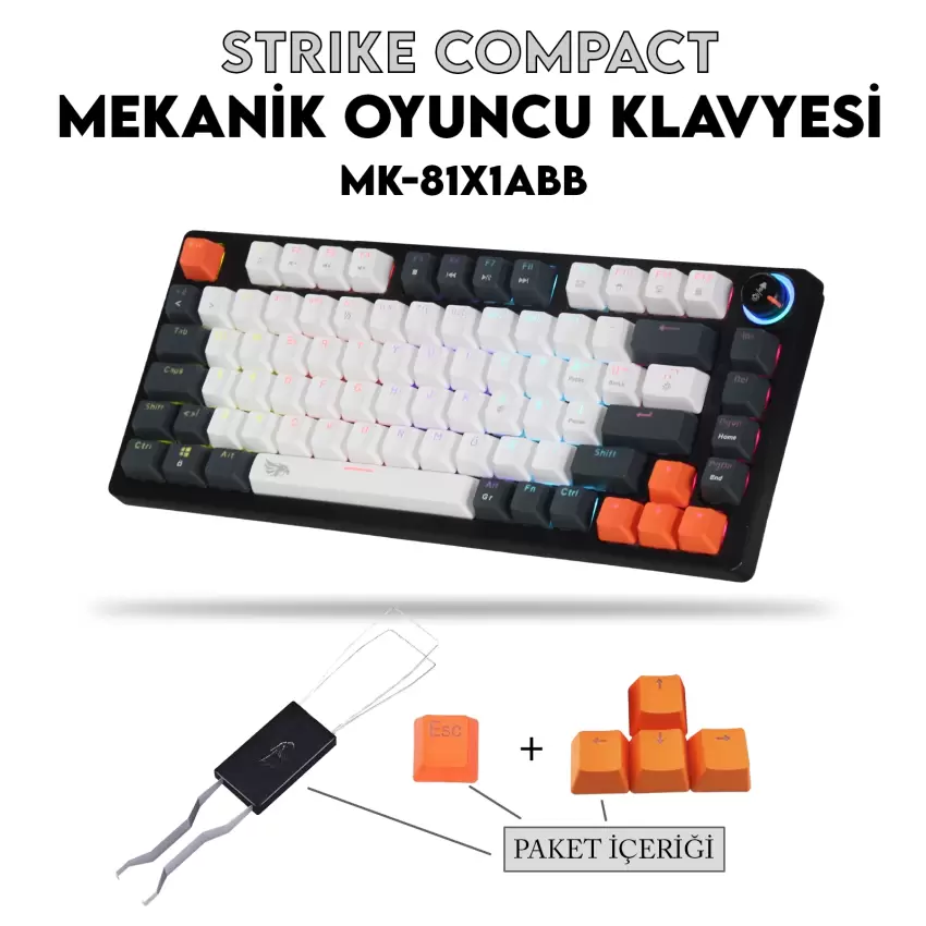 Gameagle Strike Compact MK-81X1ABB Mekanik Işıklı Oyuncu Klavye