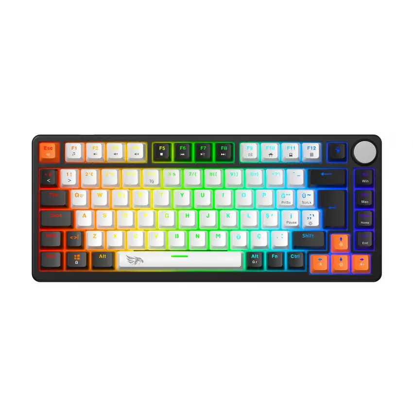 Gameagle Strike Compact Rainbow Kablolu TR Layout Mekanik Oyuncu Klavyesi Blue Switch Beyaz