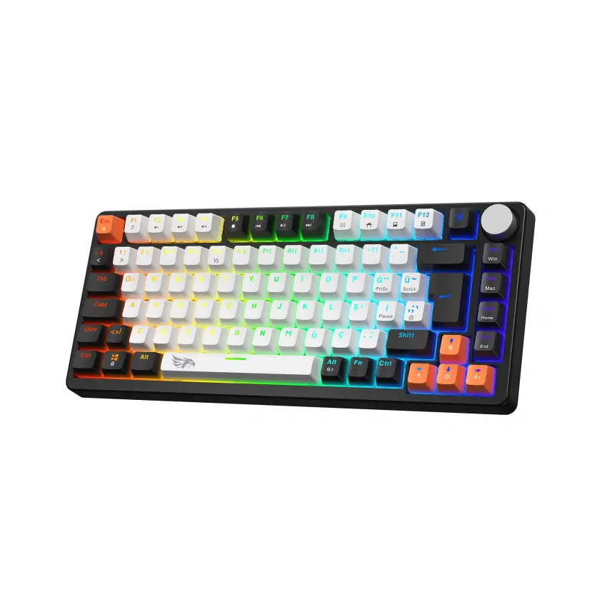 Gameagle Strike Compact Rainbow Kablolu TR Layout Mekanik Oyuncu Klavyesi Blue Switch Beyaz