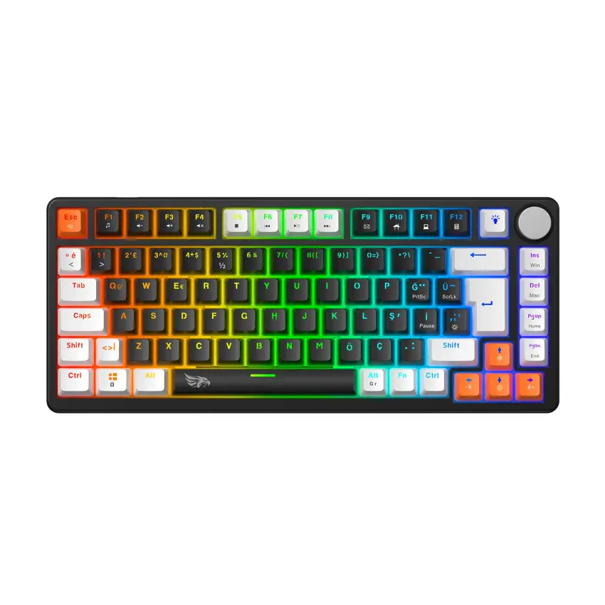 Gameagle Strike Compact Rainbow Kablolu TR Layout Mekanik Oyuncu Klavyesi Blue Switch Siyah