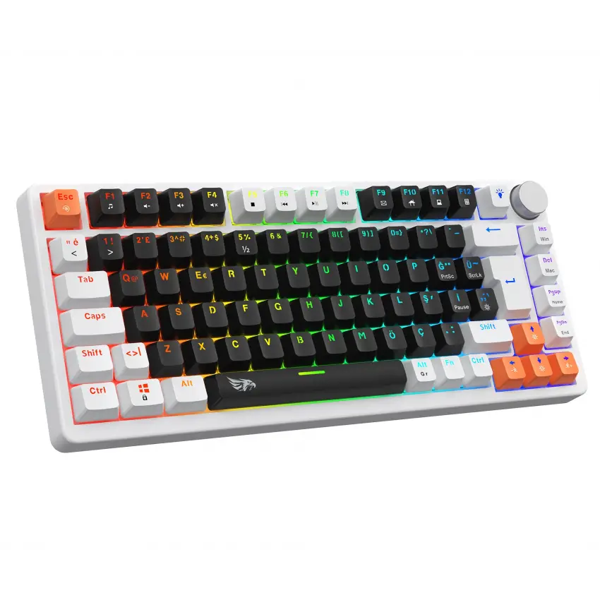 Gameagle Strike Compact V2 Rainbow Kablolu TR Layout Mekanik Oyuncu Klavyesi Blue Switch Siyah