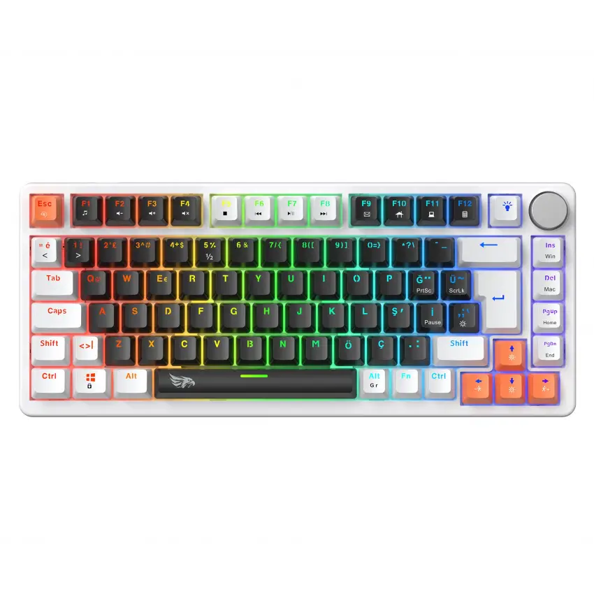 Gameagle Strike Compact V2 Rainbow Kablolu TR Layout Mekanik Oyuncu Klavyesi Blue Switch Siyah