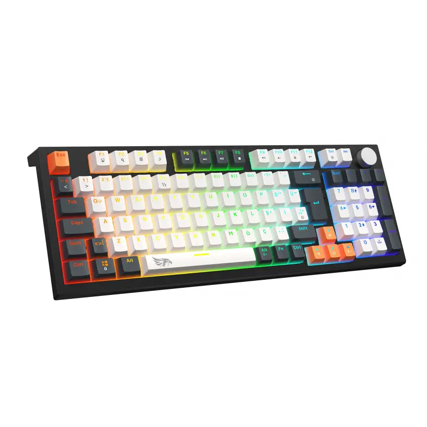 Gameagle Strike Plus Rainbow Kablolu TR Layout Mekanik Oyuncu Klavyesi Blue Switch Beyaz