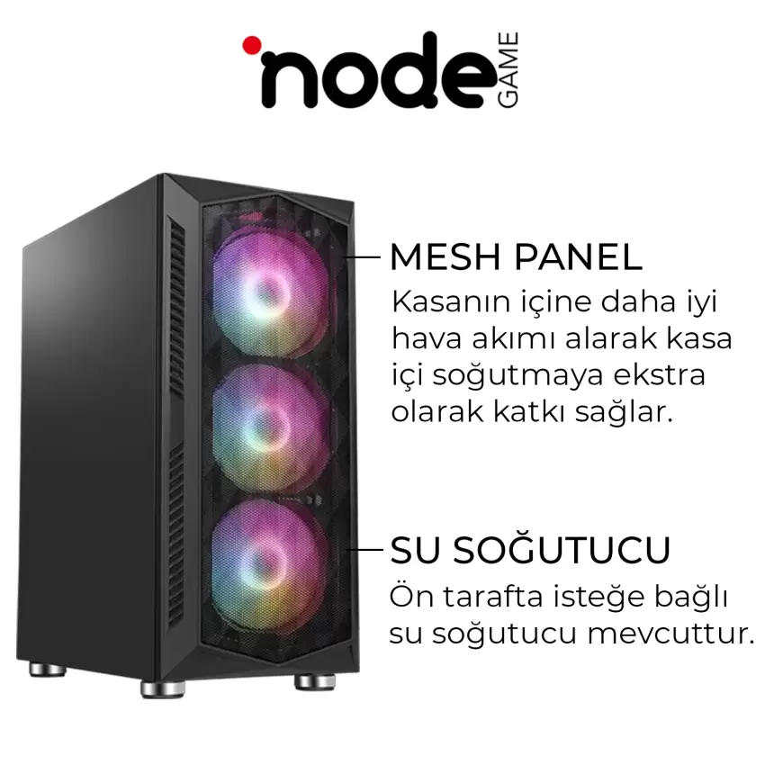 Node Game ND-EXE100A EXELANCE 4 ARGB Fanlı Oyuncu Pc Kasası