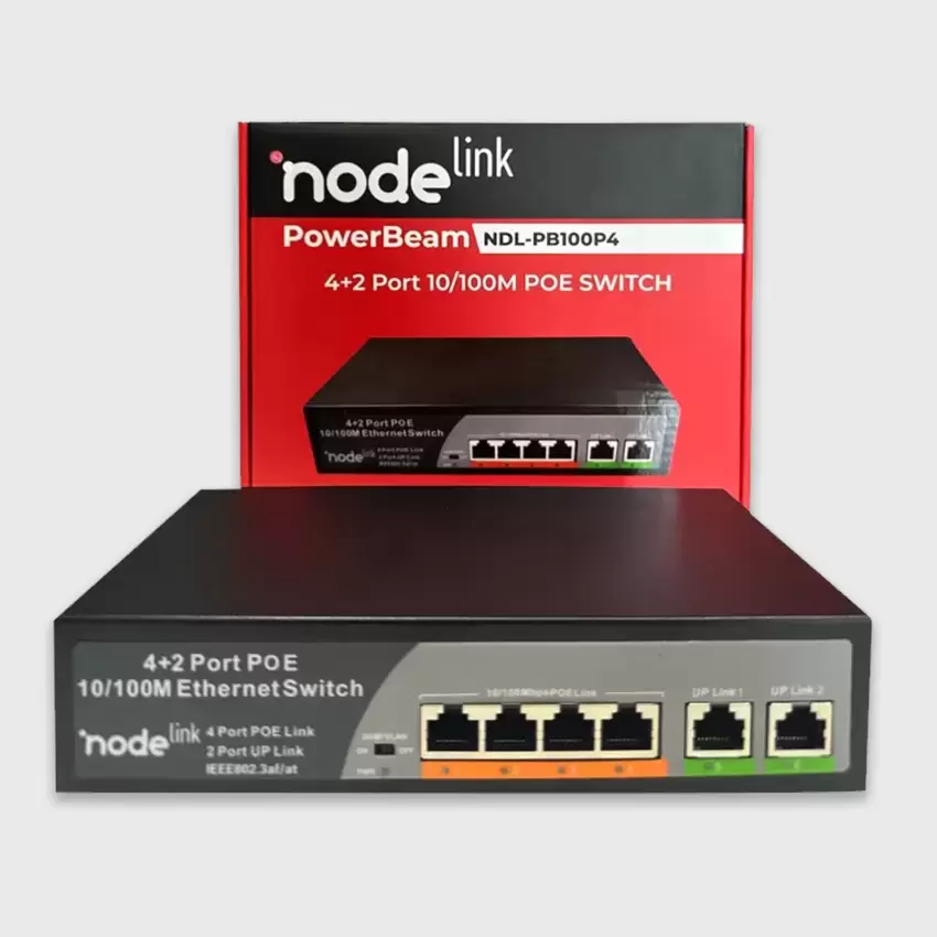 Node Link Power Beam NDL-PB100P4 4+2 10/100 Metal Kasa POE Switch