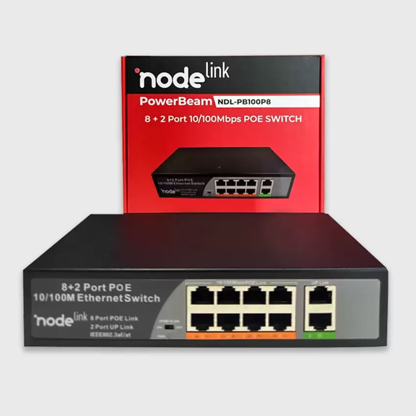 Node Link Power Beam NDL-PB100P8 8+2 10/100 Metal Kasa POE Switch