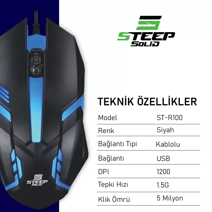 Steep Solid ST-R100 RGB Gaming Oyuncu Mouse