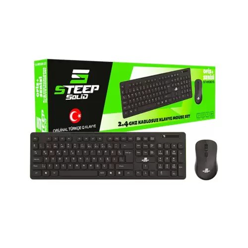 Steep Solid ST-WKM01S Ofis Tipi Standart Kablosuz Klavye - Mouse Set