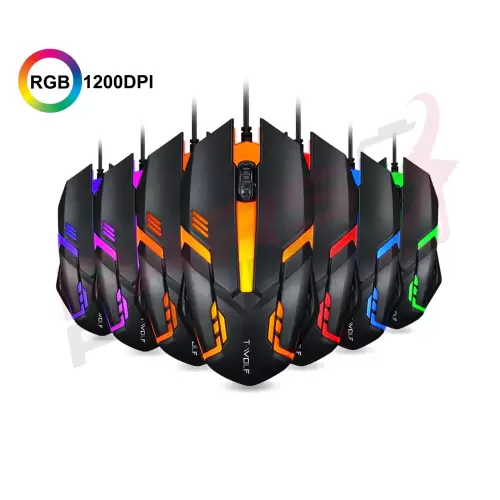 T-Wolf V1 RGB 3D Optik Kablolu Oyuncu Tip Mouse