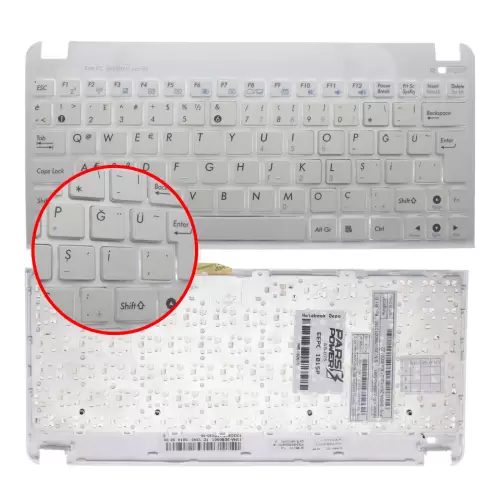 Asus Eee Pc 1011PN, 1011PX, 1011BX, 1011PXD Notebook Klavye (Beyaz - Çerçeveli TR)