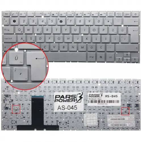 Asus 0K05-000C000, 0KN0-LY2CZ12, 0KN0-LY2US12 Notebook Klavye (Gümüş TR)